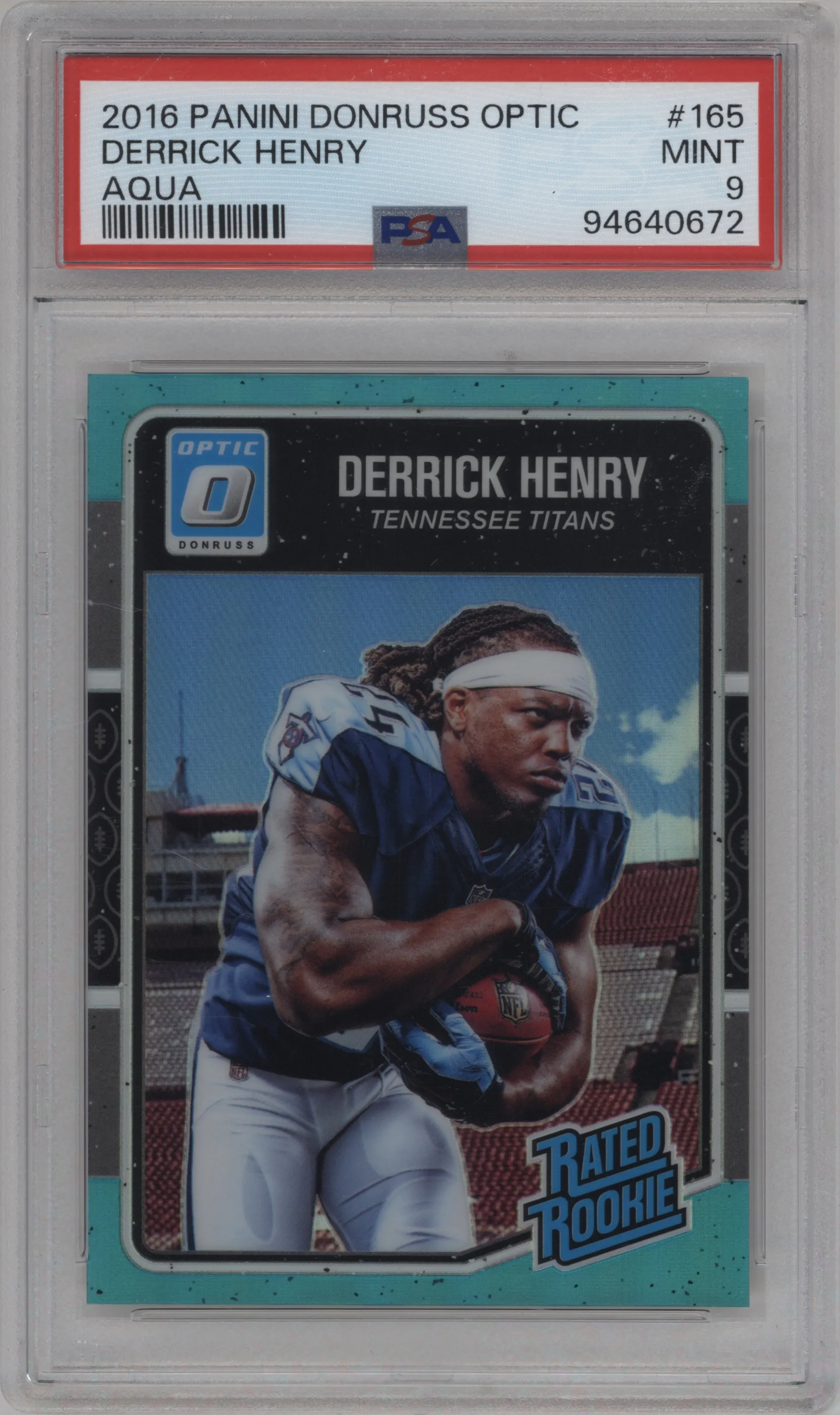 2016 Panini Donruss Optic Rated Rookie Derrick Henry Aqua #165 PSA 9