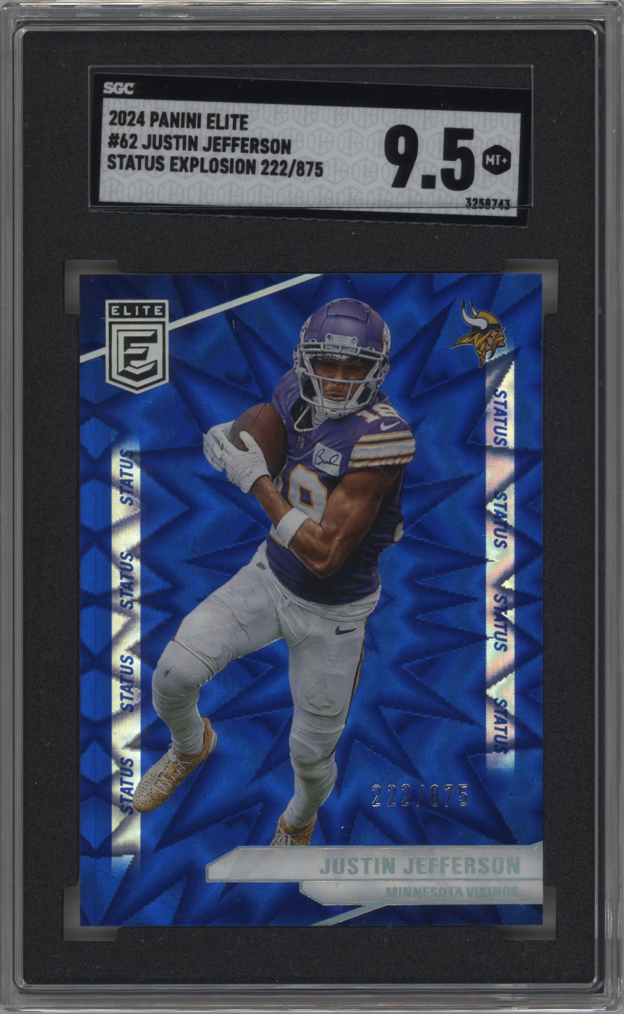 2024 Panini Donruss Elite Status Justin Jefferson Explosion SGC 9.5