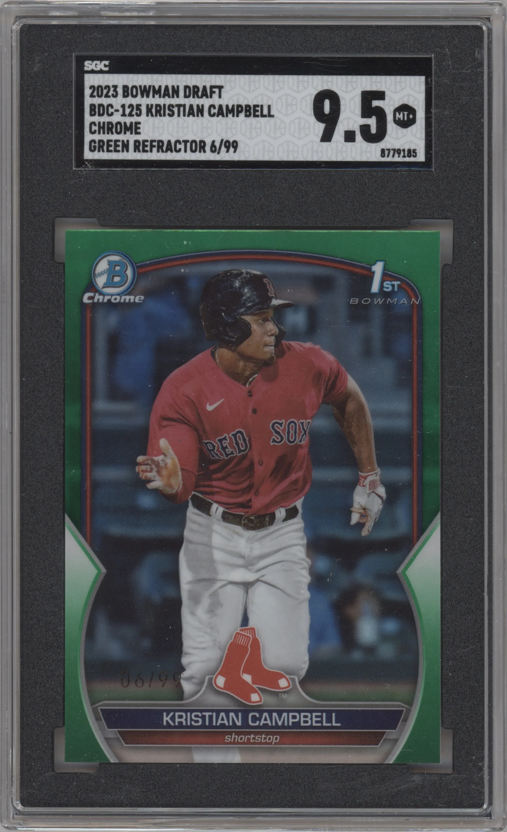 2023 Bowman Draft Chrome Kristian Campbell Green Refractor #BDC-125 SGC 9.5
