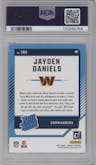 Jayden Daniels from the 2024 Donruss set graded by PSA and given an overall grade of 10.