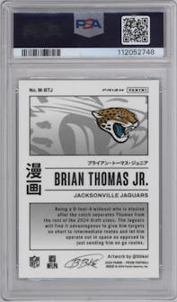 Brian Thomas Jr. from the 2024 Panini Prizm set graded by PSA and given an overall grade of 10.