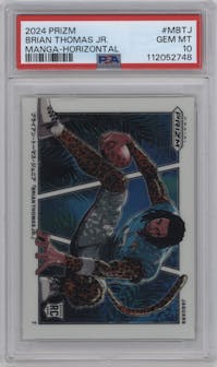 Brian Thomas Jr. from the 2024 Panini Prizm set graded by PSA and given an overall grade of 10.