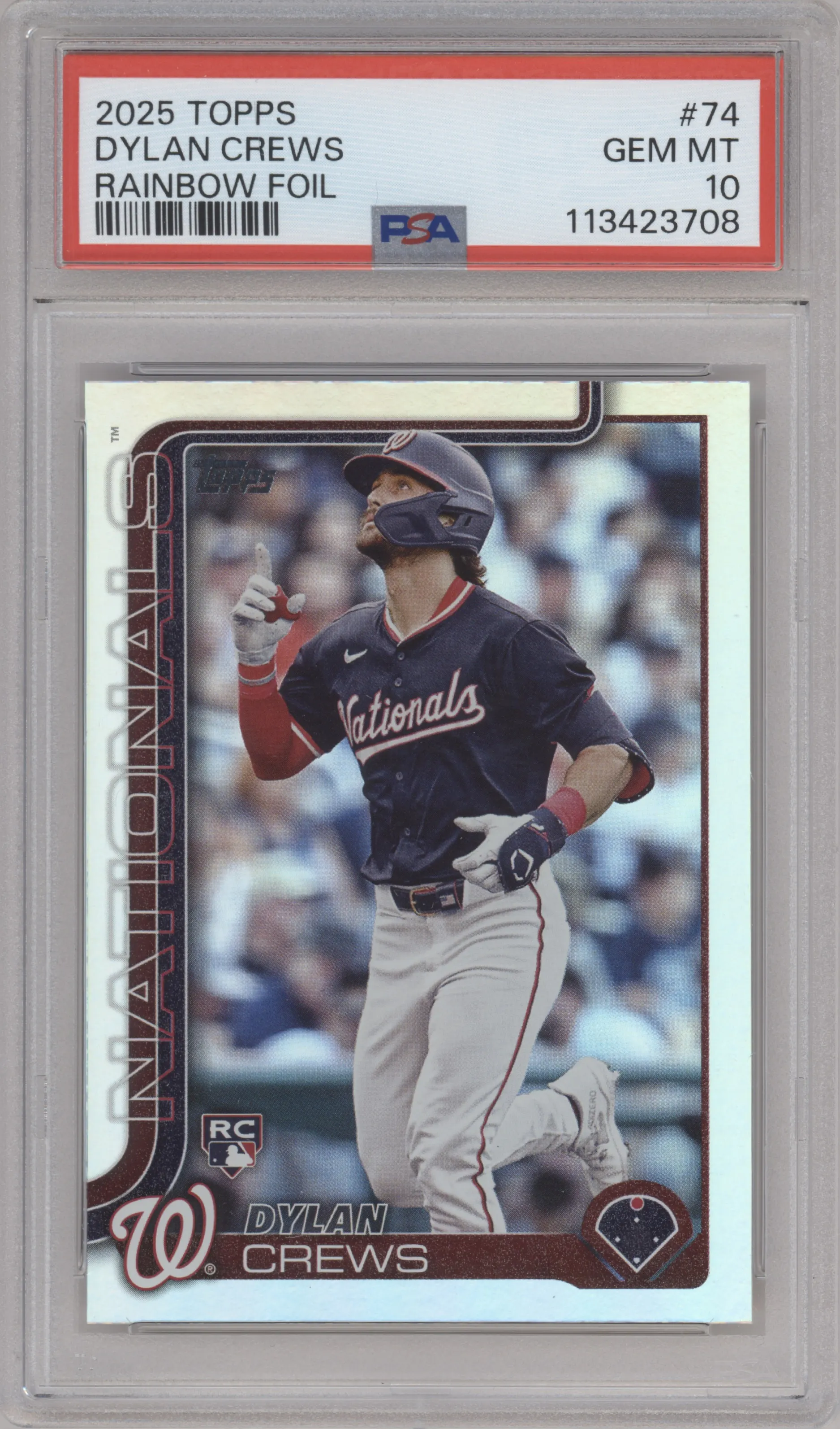 2025 Topps Dylan Crews Rainbow Foil #74 PSA 10