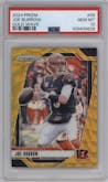 Joe Burrow from the 2024 Panini Prizm set featuring a Gold Wave parallel graded by PSA and given an overall grade of 10.