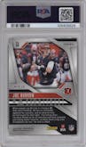 Joe Burrow from the 2024 Panini Prizm set featuring a Gold Wave parallel graded by PSA and given an overall grade of 10.
