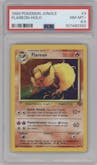 Flareon from the 1999 Pokemon set graded by PSA and given an overall grade of 8.5.