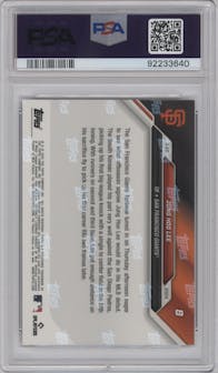 Jung Hoo Lee from the 2024 Topps Now set graded by PSA and given an overall grade of 10.