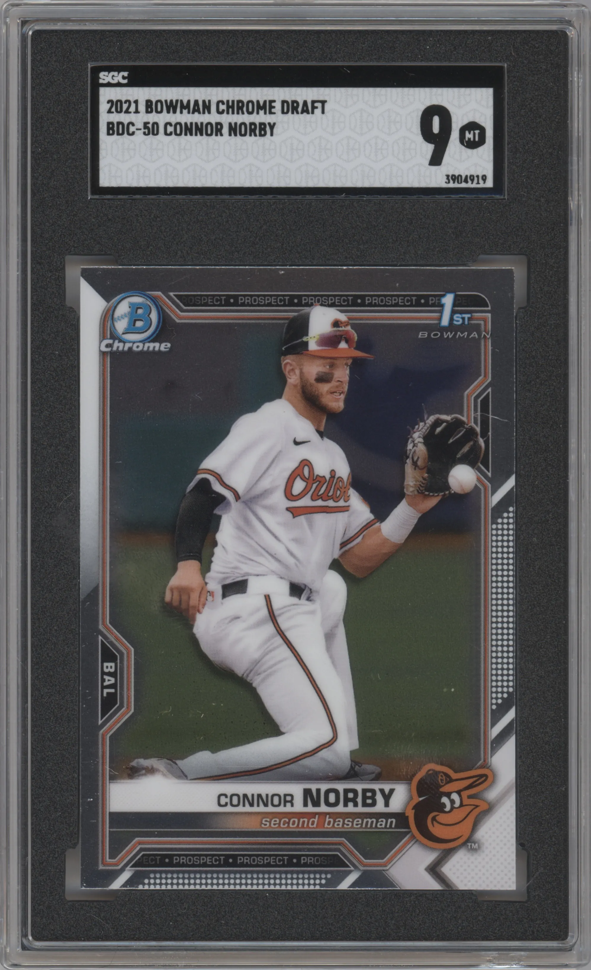 2021 Bowman Draft Chrome Connor Norby SGC 9