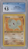 Machop from the 2002 Pokemon Neo Genesis set graded by CSG and given an overall grade of 9.5.