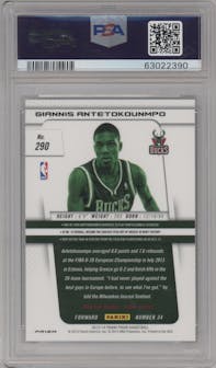 Giannis Antetokounmpo from the 2013-14 Panini Prizm set featuring a Prizm  parallel graded by PSA and given an overall grade of 9.