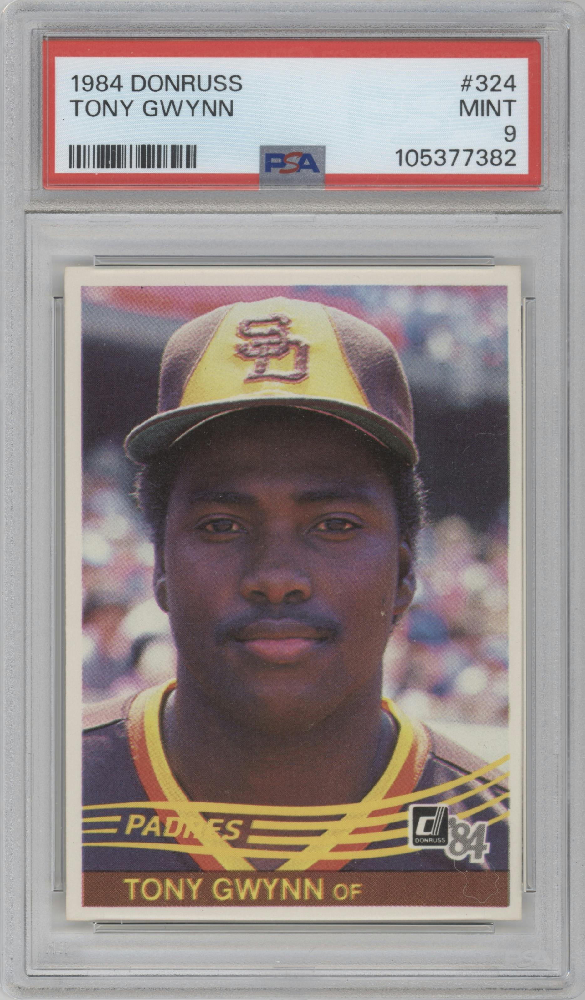 Tony Gwynn from the 1984 Donruss set graded by PSA and given an overall grade of 9.