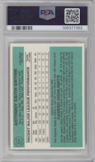 Tony Gwynn from the 1984 Donruss set graded by PSA and given an overall grade of 9.