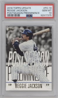 Reggie Jackson from the 2018 Topps Update set graded by PSA and given an overall grade of 10.