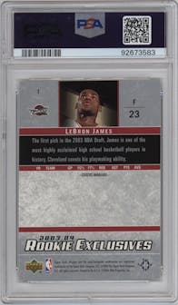 LeBron James from the 2003-04 Upper Deck set graded by PSA and given an overall grade of 10.