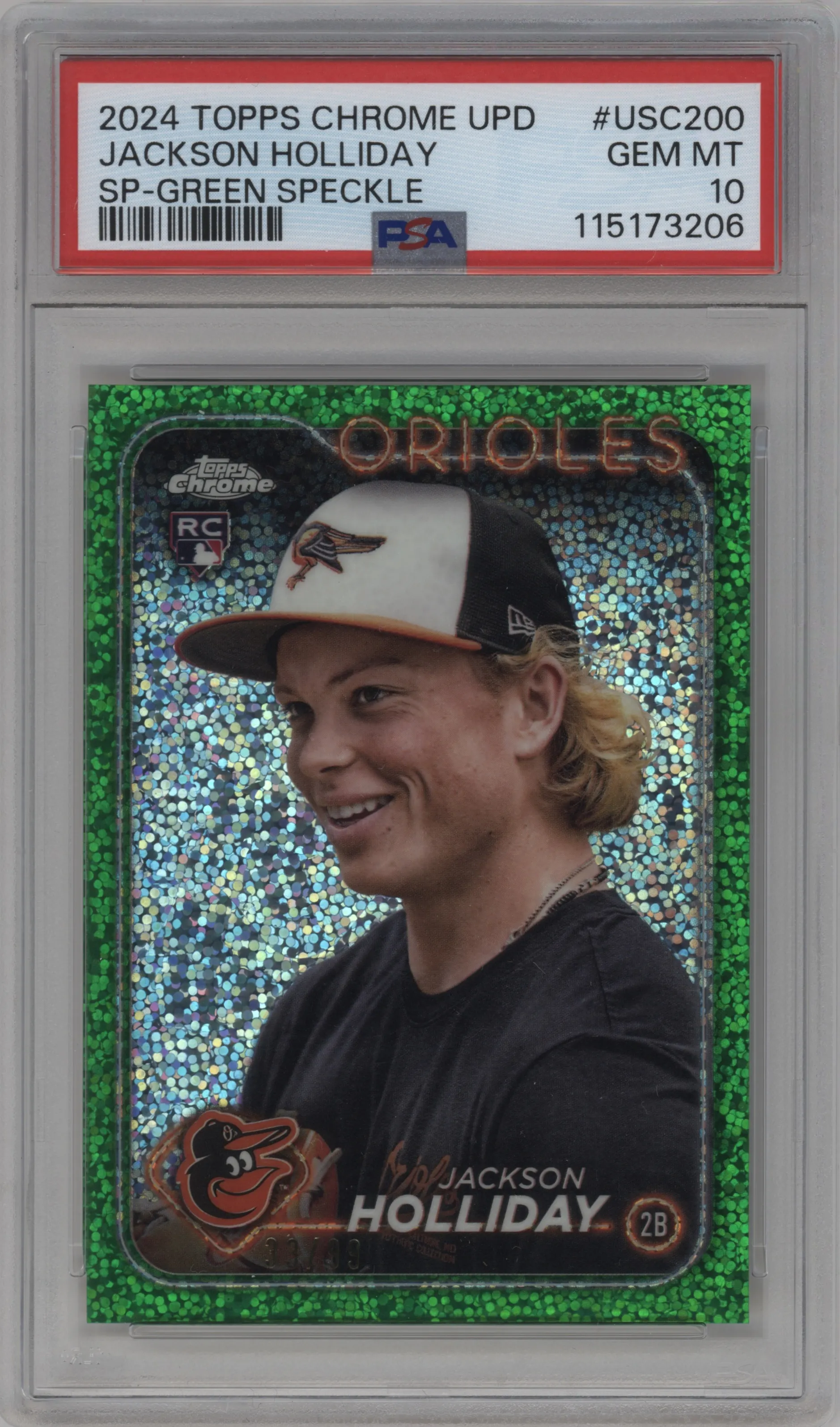 2024 Topps Chrome Update SP Jackson Holliday Green Speckle Refractors PSA 10