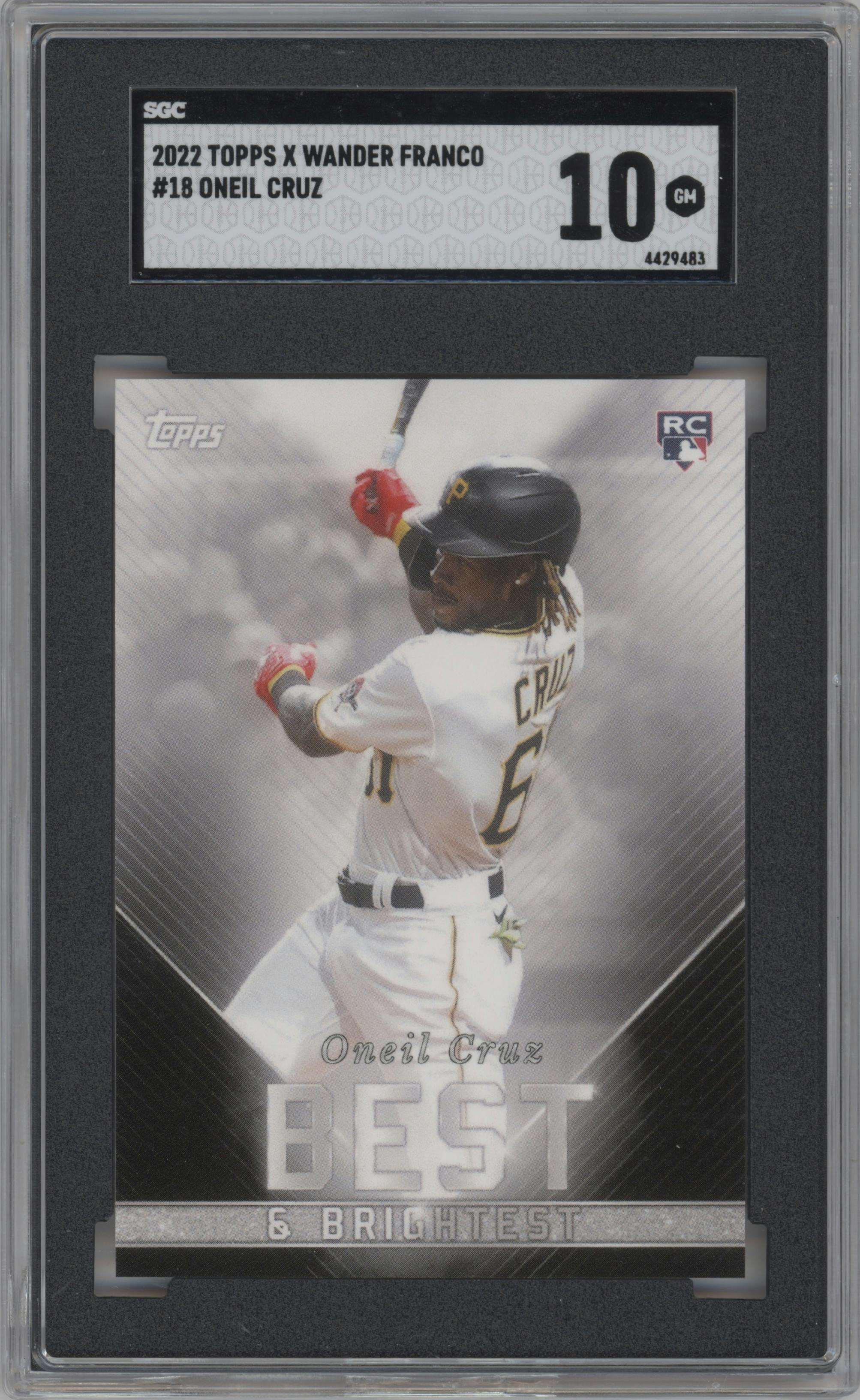 Oneil Cruz from the 2022 Topps X Wander Franco  set graded by SGC and given an overall grade of 10.