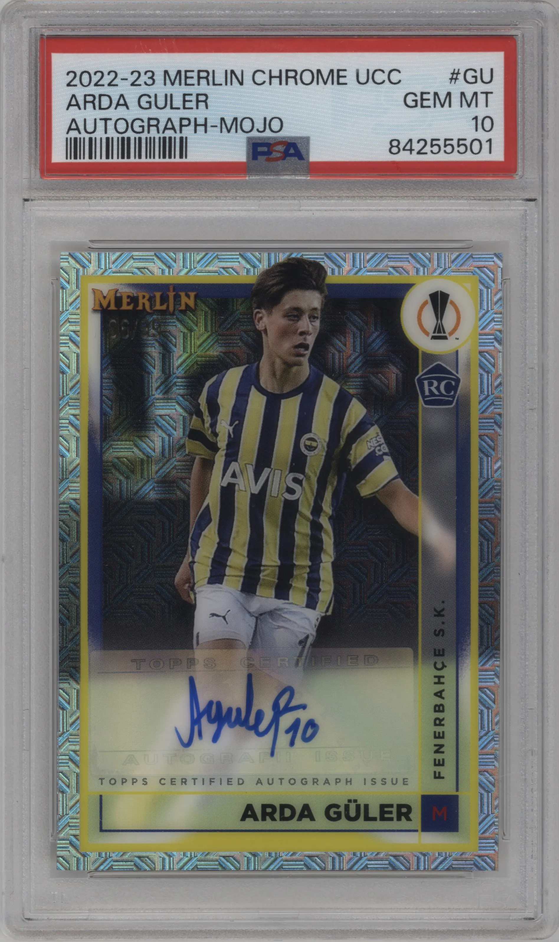 2022 Topps Merlin Chrome UEFA League Auto Arda Guler Mojo Refractor #AC-GU PSA 10