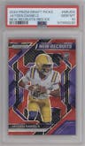 Jayden Daniels from the 2024 Panini Prizm Draft Picks set featuring a Red Ice parallel graded by PSA and given an overall grade of 10.
