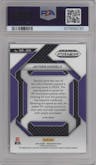 Jayden Daniels from the 2024 Panini Prizm Draft Picks set featuring a Red Ice parallel graded by PSA and given an overall grade of 10.