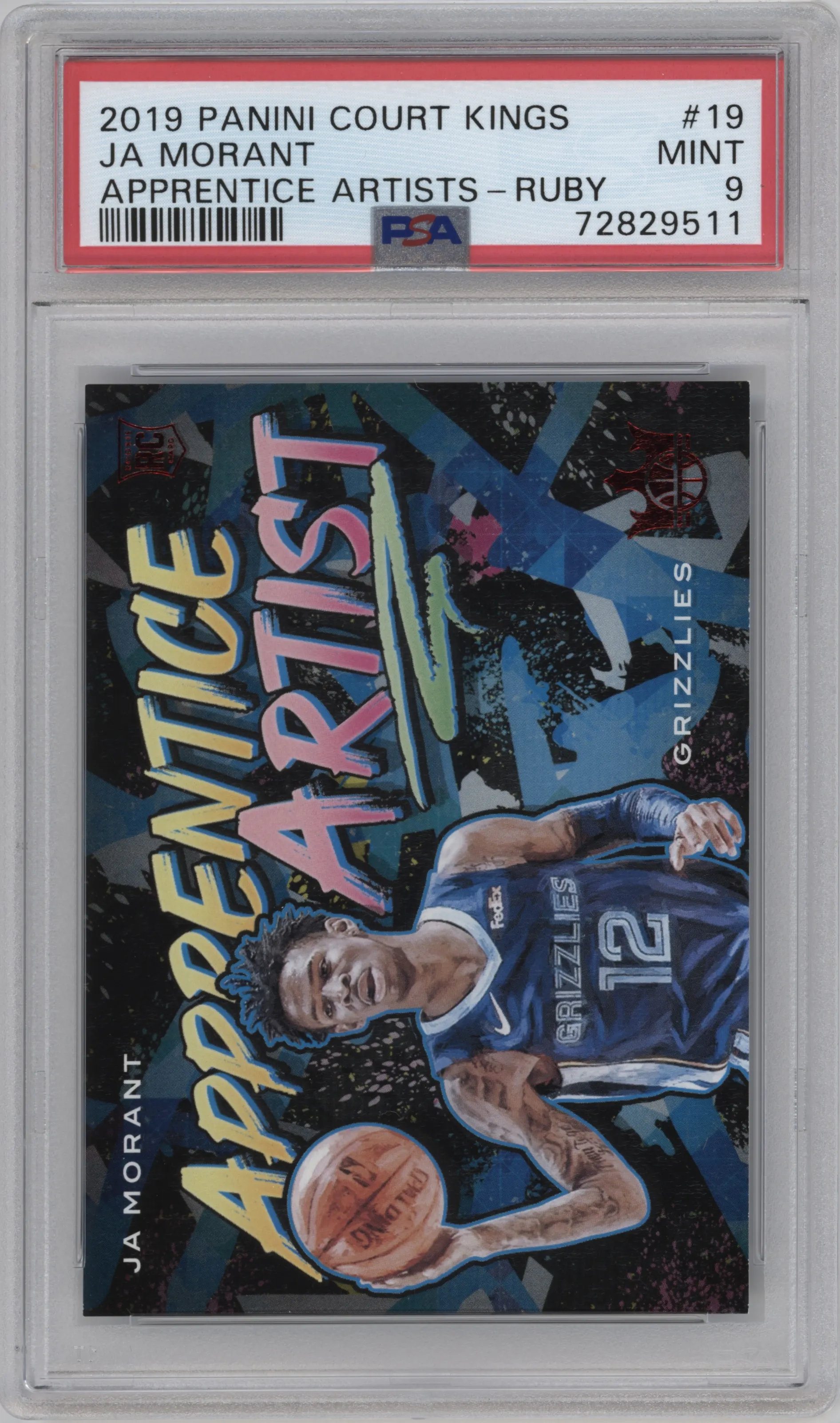 2019 Panini Court Kings Apprentice Artists Ja Morant Ruby PSA 9