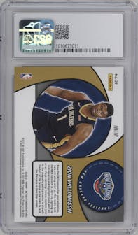 Zion Williamson from the 2020-21 Panini Revolution set featuring a Fractal parallel graded by CSG and given an overall grade of 9.5.