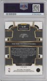 Victor Wembanyama from the 2023-24 Panini Select  set featuring a Blue Cracked Ice parallel graded by PSA and given an overall grade of 10.