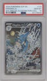 Kingdra ex from the 2024 Pokemon SV set featuring a Shrouded Fable Kingdra ex Special Illustration Collection parallel graded by PSA and given an overall grade of 10.