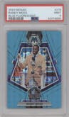 Randy Moss from the 2023 Panini Mosaic set featuring a Blue Fluorescent parallel graded by PSA and given an overall grade of 9.
