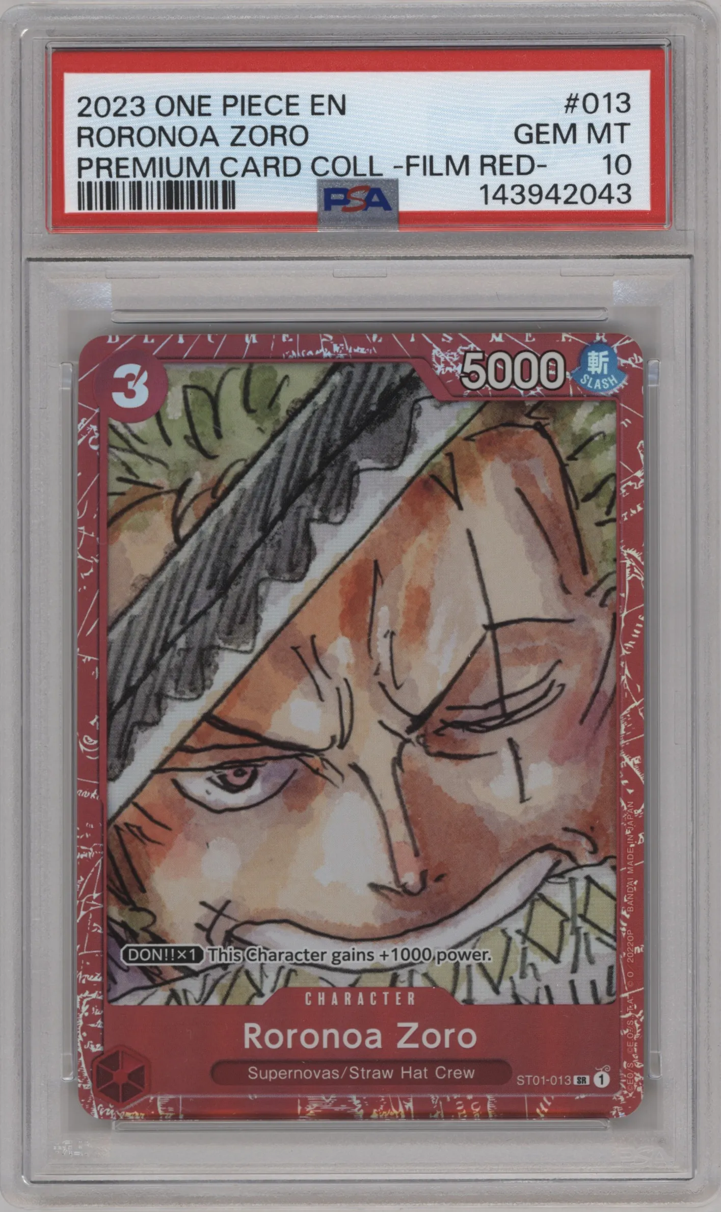 2023 One Piece PC Coll. FILM RED Ed. Roronoa Zoro PSA 10