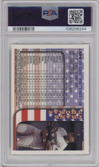 Frank Thomas from the 1997 Bowman Chrome set featuring a International Refractor parallel graded by PSA and given an overall grade of 8.