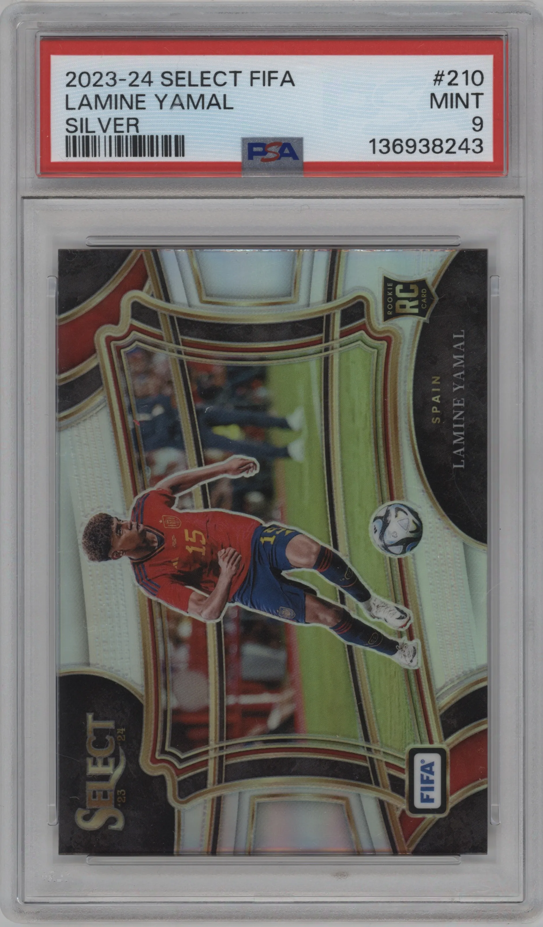 2023 Panini Select FIFA Field Lvl. Lamine Yamal Silver #210 PSA 9