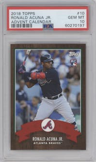 Ronald Acuna Jr. from the 2018 Topps Advent Calendar set graded by PSA and given an overall grade of 10.