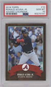 Ronald Acuna Jr. from the 2018 Topps Advent Calendar set graded by PSA and given an overall grade of 10.