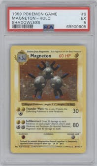 Magneton from the 1999 Pokemon set graded by PSA and given an overall grade of 5.