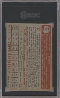 Duke Snider from the 1952 Topps set featuring a Red Back parallel graded by SGC and given an overall grade of 2.5.