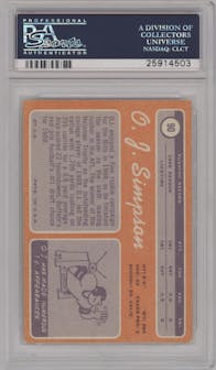 O.J. Simpson from the 1970 Topps set graded by PSA and given an overall grade of 4.