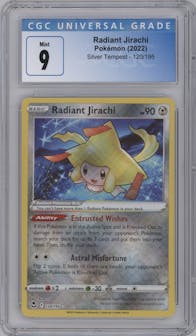 Radiant Jirachi from the 2022 Pokemon SWSH set graded by CSG and given an overall grade of 9.