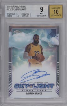 LeBron James from the 2024-25 Topps Chrome set graded by Beckett and given an overall grade of 9.