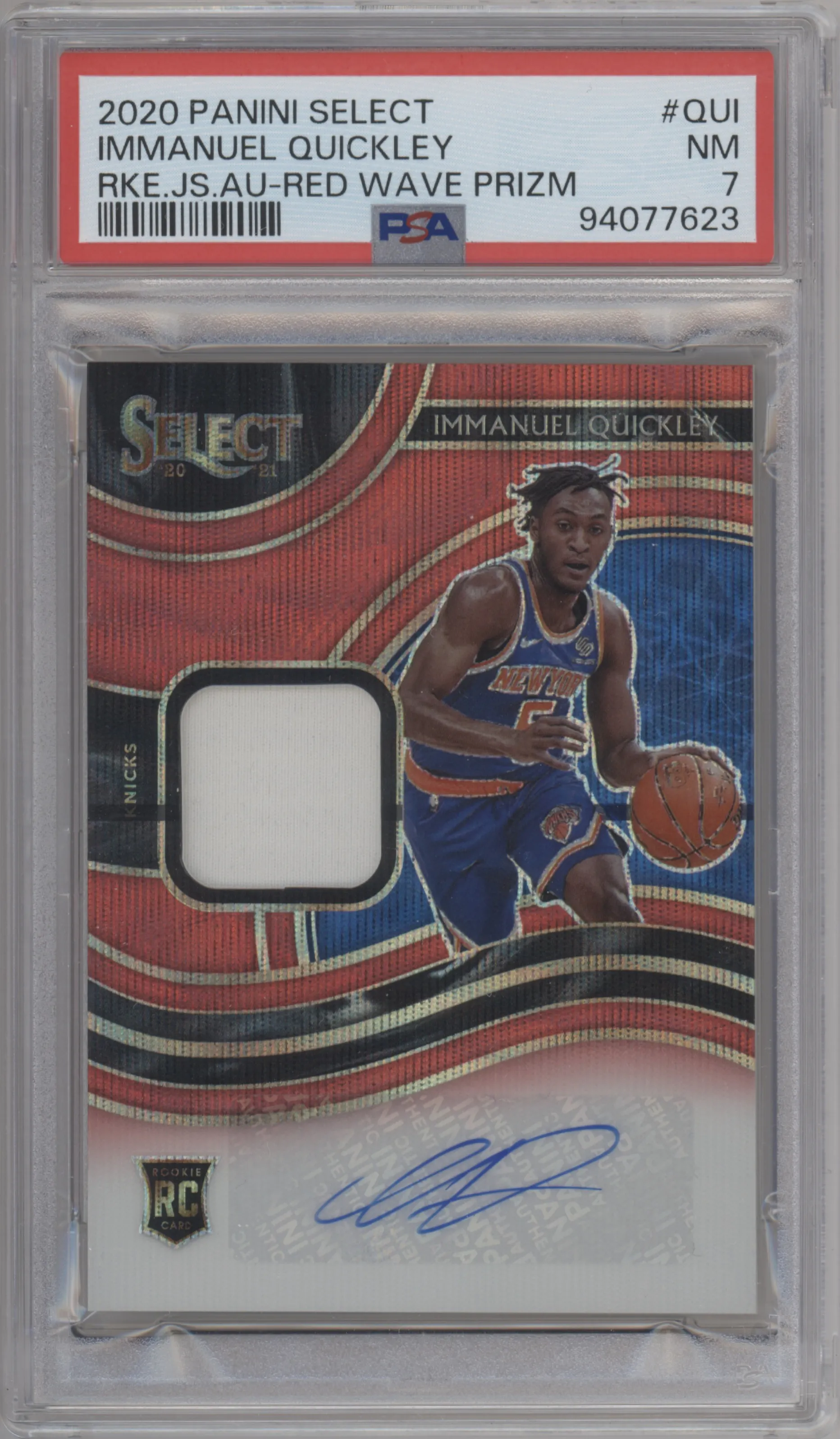 2020 Panini Select Rke.Jrsy.Au Immanuel Quickley Red Wave PSA 7