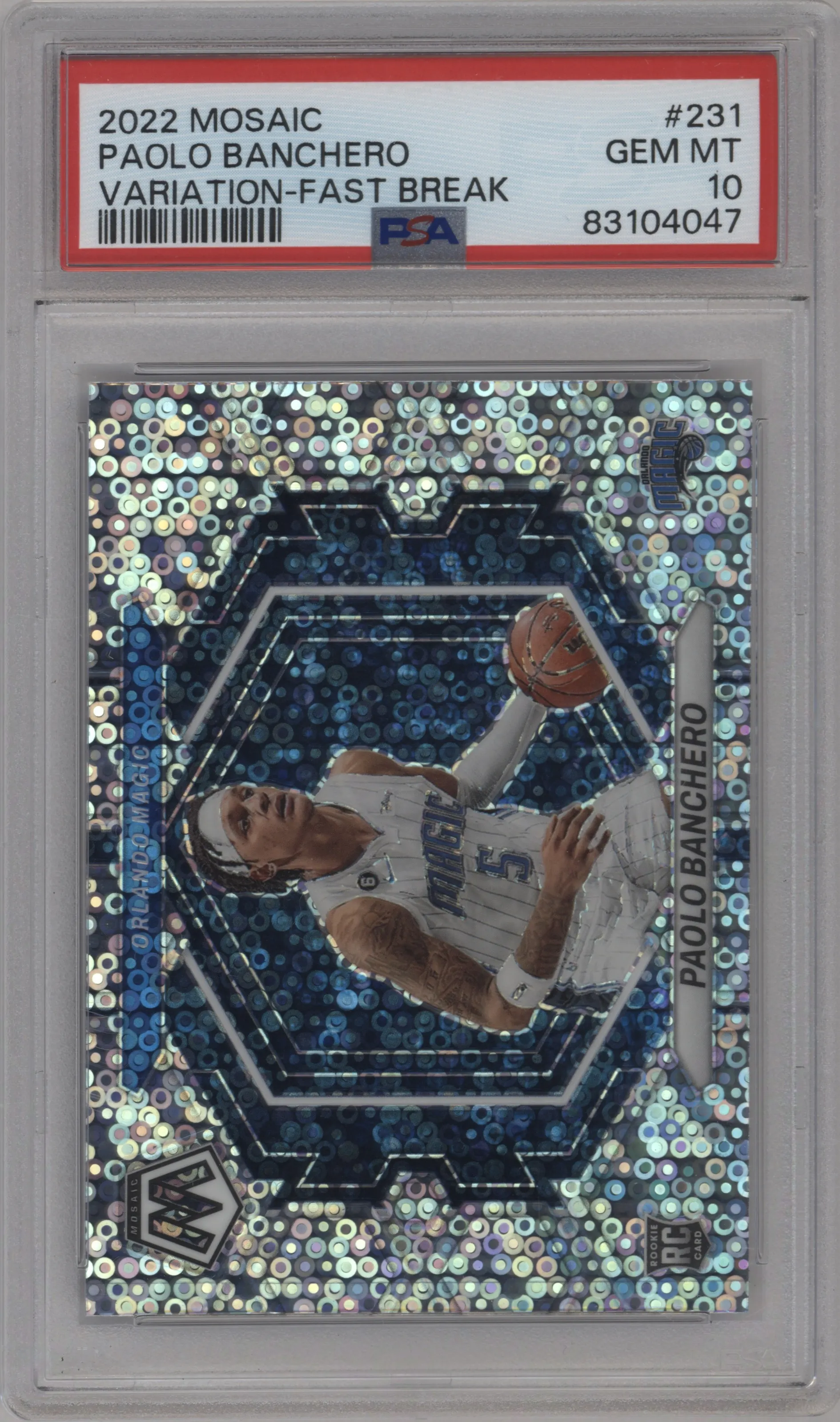 2022 Panini Mosaic Rke.Var. Paolo Banchero Fast Break PSA 10