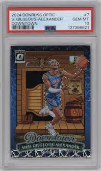Shai Gilgeous-Alexander from the 2024-25 Donruss Optic set graded by PSA and given an overall grade of 10.