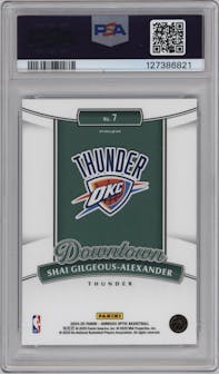 Shai Gilgeous-Alexander from the 2024-25 Donruss Optic set graded by PSA and given an overall grade of 10.