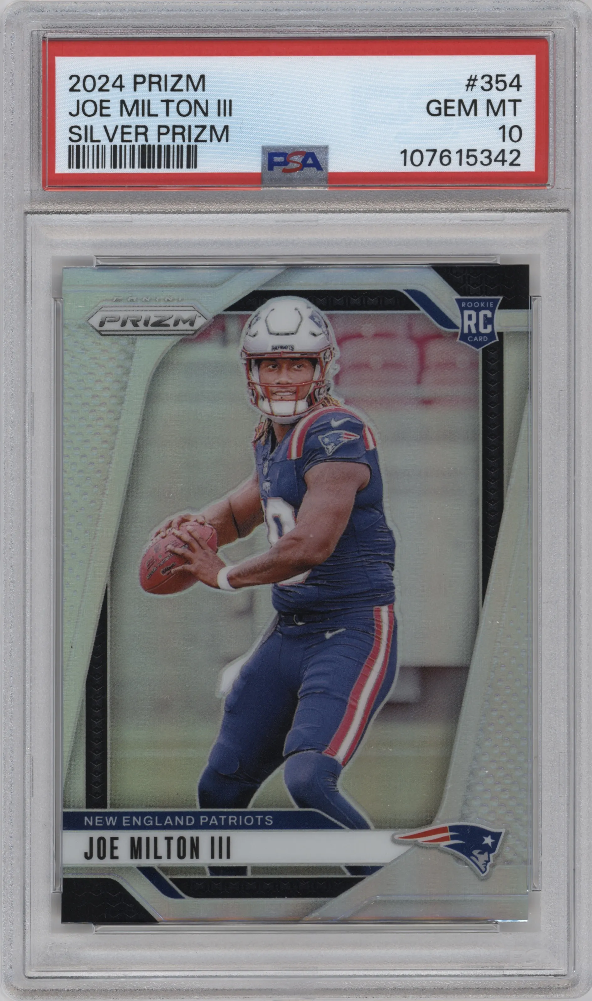 2024 Panini Prizm Joe Milton III Silver Prizm #354 PSA 10