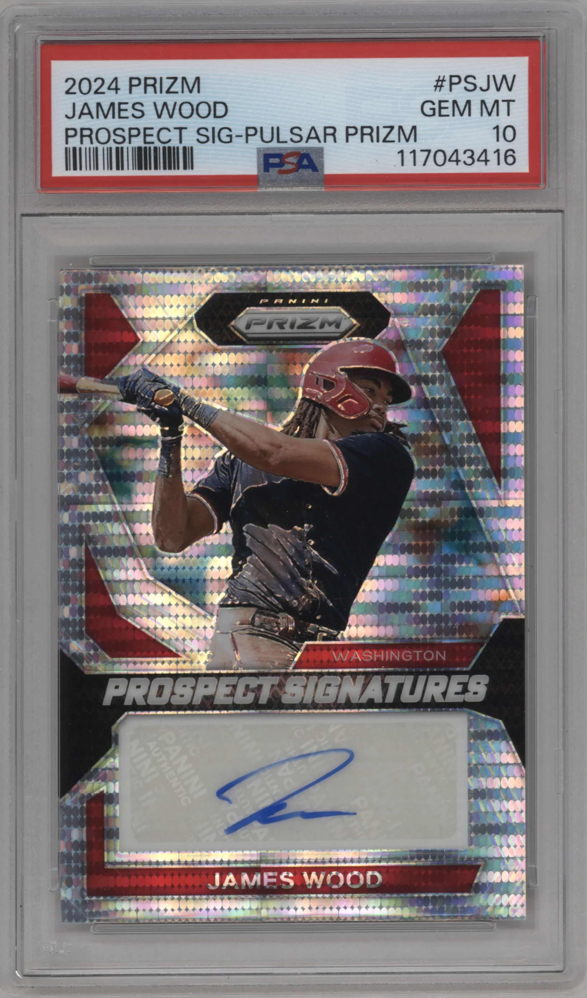 2024 Panini Prizm Prospect Sig. James Wood Pulsar Prizm #PS-JW PSA 10