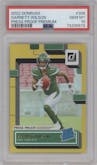 Garrett Wilson from the 2022 Panini Donruss set featuring a Press Proof Premium parallel graded by PSA and given an overall grade of 10.