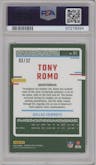 Tony Romo  from the 2023 Donruss Optic set featuring a Shield parallel graded by PSA and given an overall grade of 9.