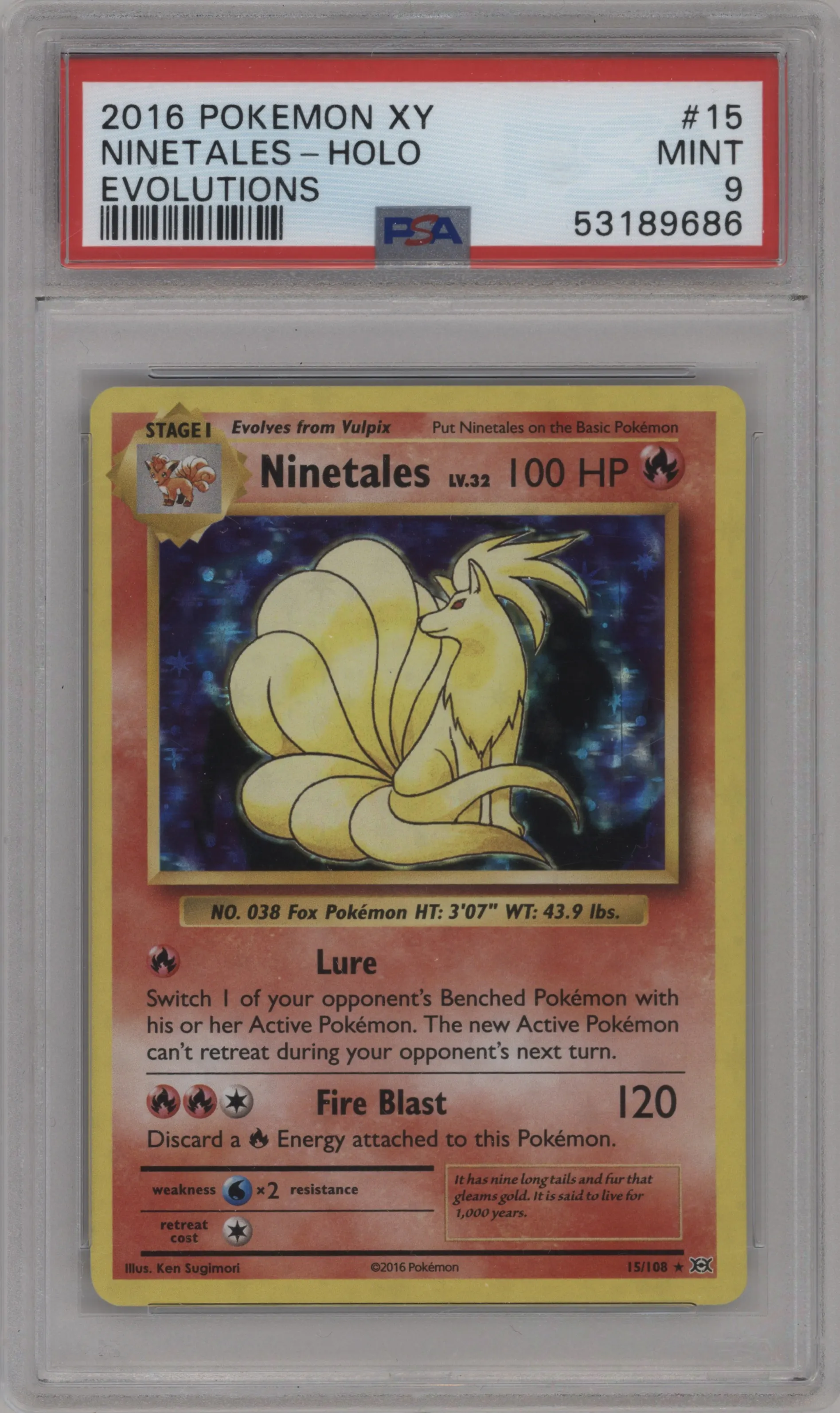 2016 Pokemon XY Evolutions Ninetales PSA 9