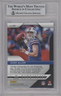 Josh Allen from the 2018 Panini Prizm set graded by Beckett and given an overall grade of 9.