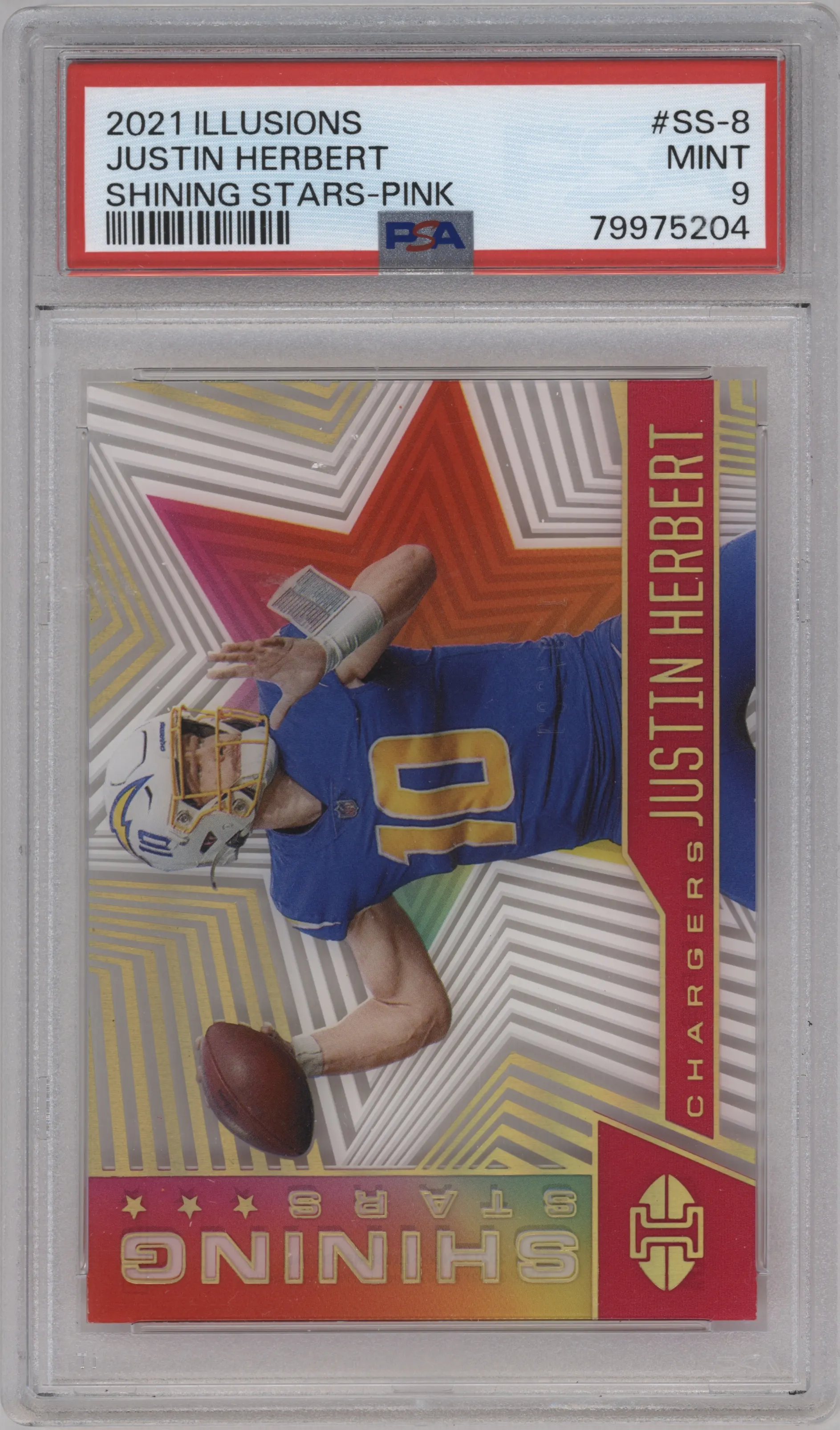 2021 Panini Illusions Shining Stars Justin Herbert Pink PSA 9