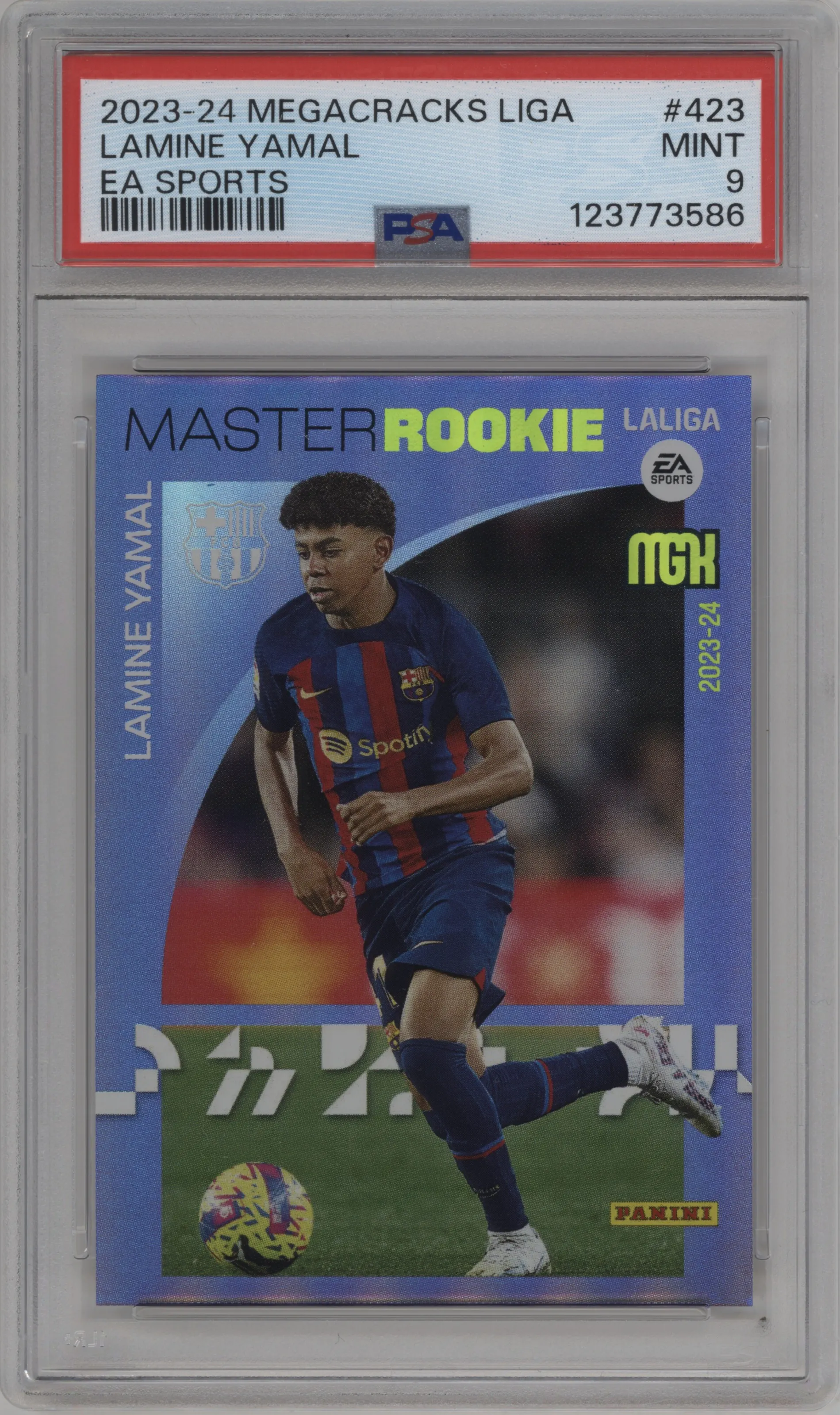 lamine yamal graded card 2023-24 Panini Megacracks Liga EA Sports Lamine Yamal #423 PG Grading –  Rotterdam Comics main image 1